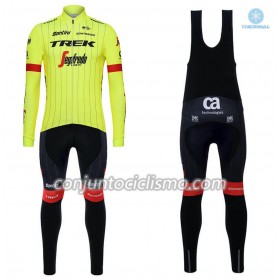 Conjunto Maillot + Culotte largo con tirantes Invierno Termico 2018 Trek-Segafredo N002